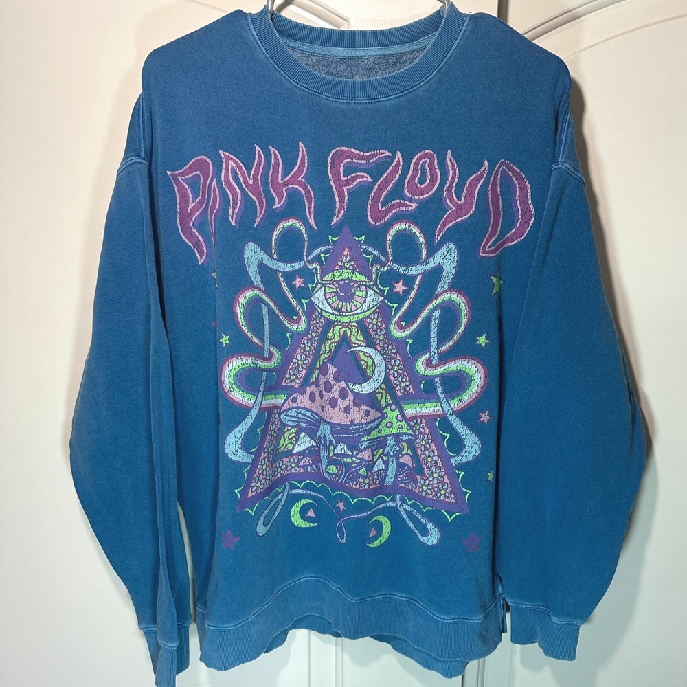 Pink Floyd The Dark Side Of The Moon Psychedelic Mushroom Blue Sweatshirt Band M
